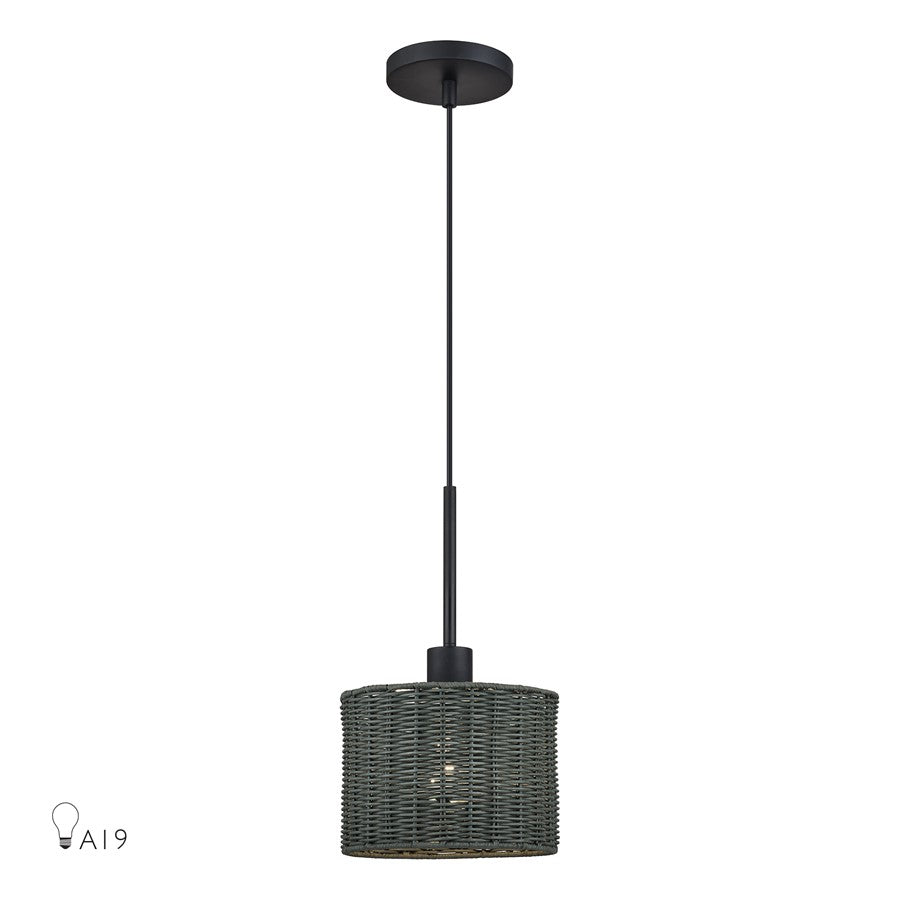 Livex Weavington 1Lt 8.5" Dia Mini Pendant, Black/Charred Gray - 60112-04