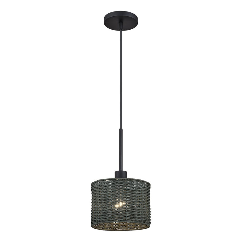 Livex Weavington 1Lt 8.5" Dia Mini Pendant, Black/Charred Gray
