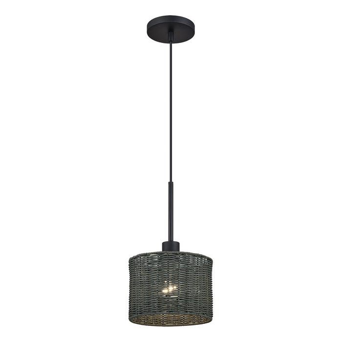 Livex Weavington 1Lt 8.5" Dia Mini Pendant, Black/Charred Gray