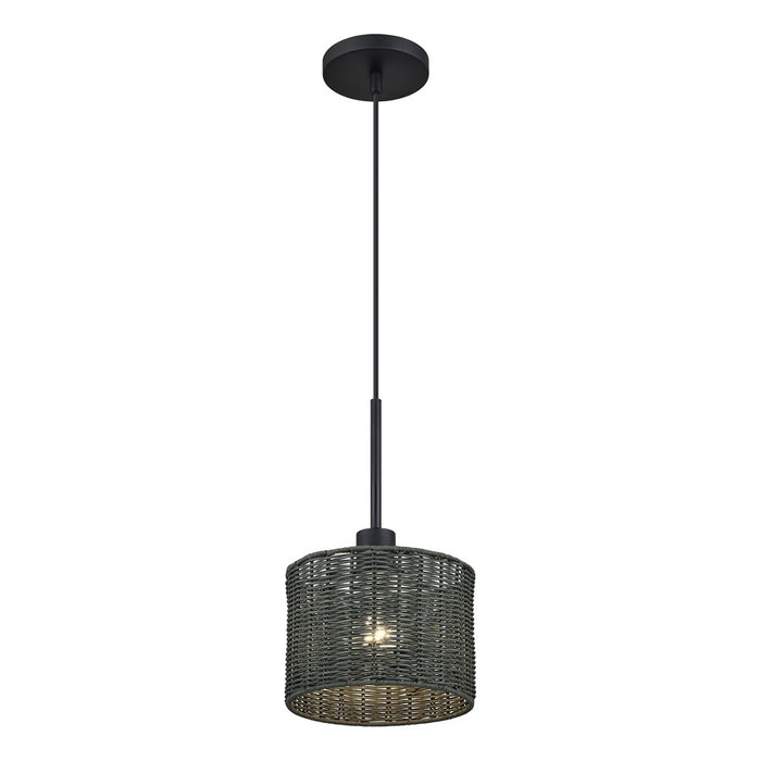 Livex Weavington 1Lt 8.5" Dia Mini Pendant, Black/Charred Gray