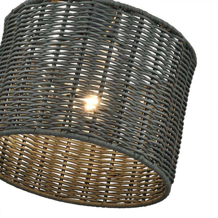 Livex Weavington 1Lt 8.5" Dia Mini Pendant, Black/Charred Gray