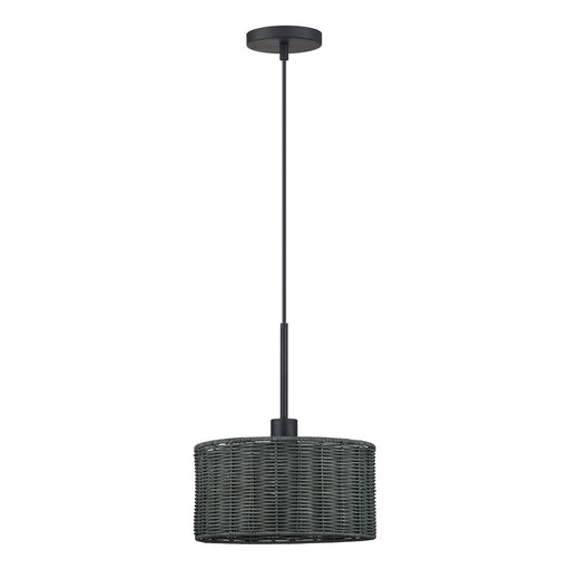 Livex Weavington 1Lt Pendant, Black/Hand-Woven Charred Gray
