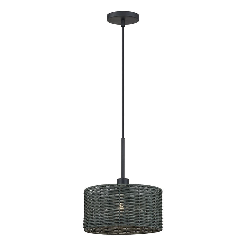 Livex Weavington 1Lt Pendant, Black/Hand-Woven Charred Gray