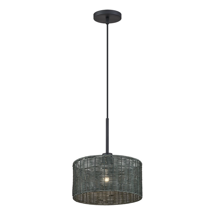 Livex Weavington 1Lt Pendant, Black/Hand-Woven Charred Gray