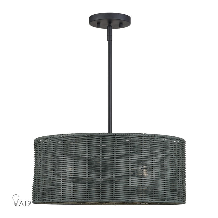 Livex Weavington 3Lt Pendant Chandelier, Black/Charred Gray - 60114-04