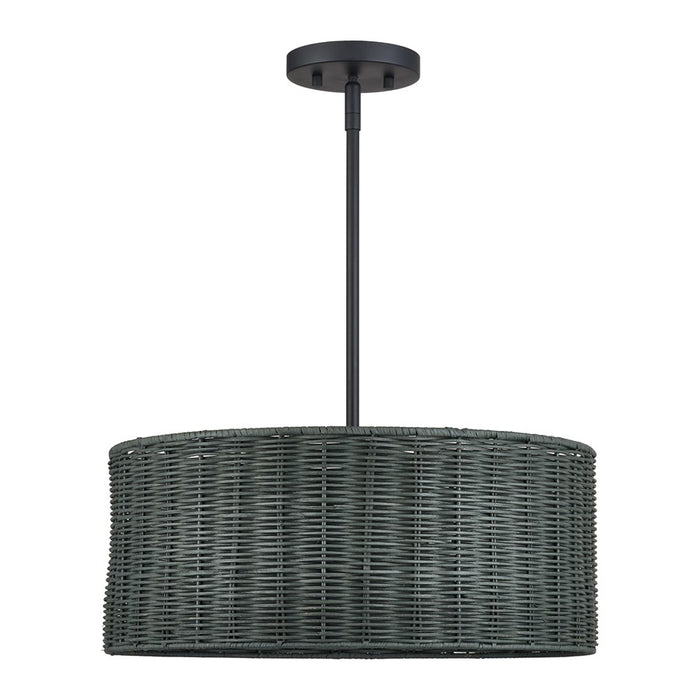 Livex Weavington 3Lt Pendant Chandelier, Black/Charred Gray