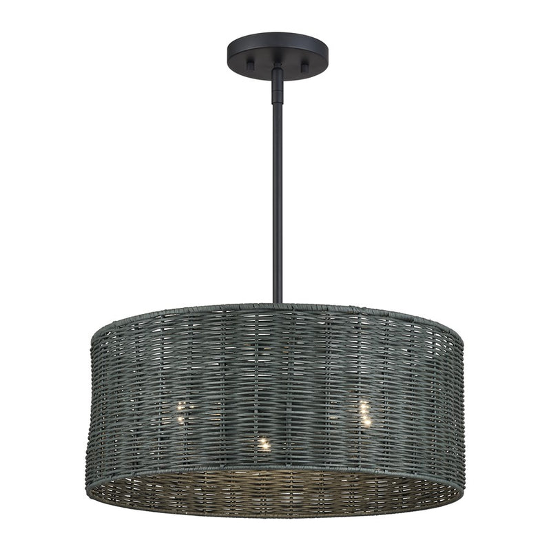 Livex Weavington 3Lt Pendant Chandelier, Black/Charred Gray