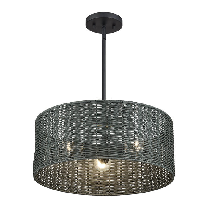 Livex Weavington 3Lt Pendant Chandelier, Black/Charred Gray