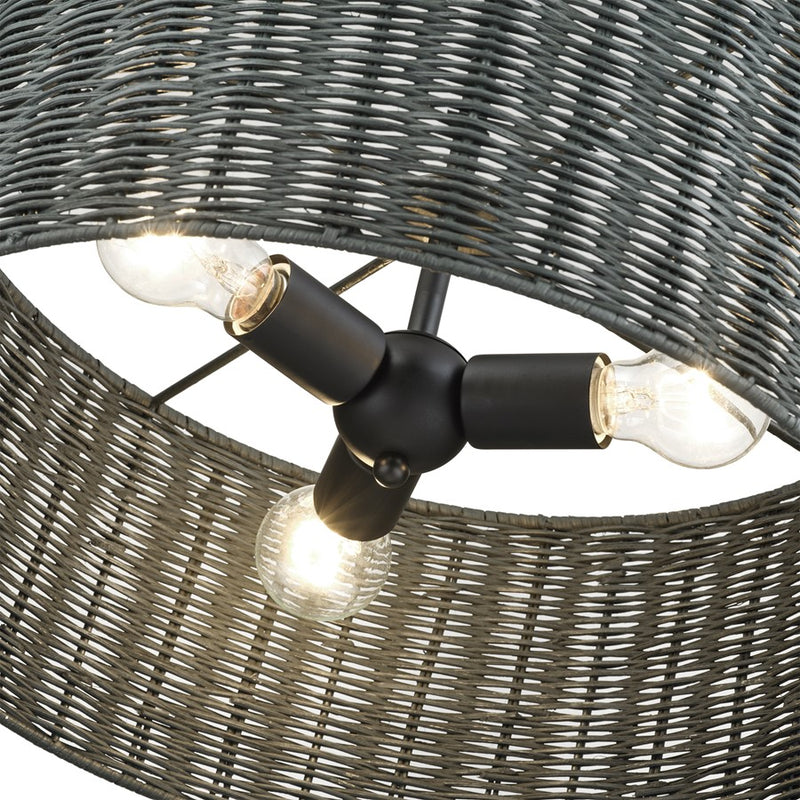 Livex Weavington 3Lt Pendant Chandelier, Black/Charred Gray