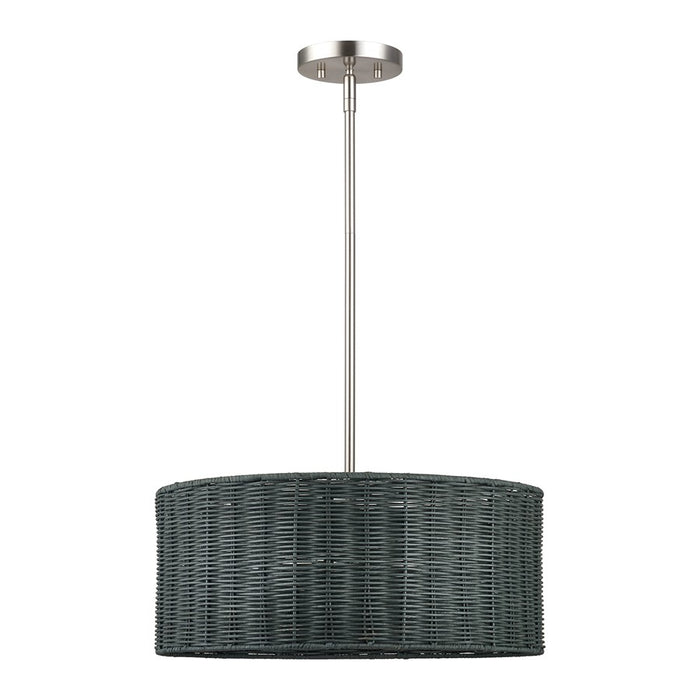 Livex Weavington 3Lt Pendant Chandelier, Nickel/Charred Gray