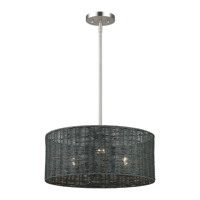 Livex Weavington 3Lt Pendant Chandelier, Nickel/Charred Gray