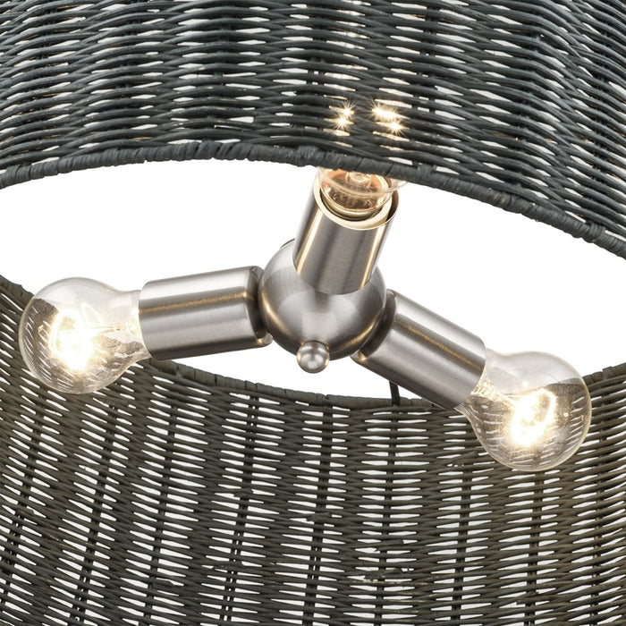 Livex Weavington 3Lt Pendant Chandelier, Nickel/Charred Gray