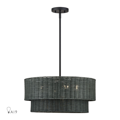 Livex Weavington 4Lt Pendant Chandelier, Black/Charred Gray - 60115-04