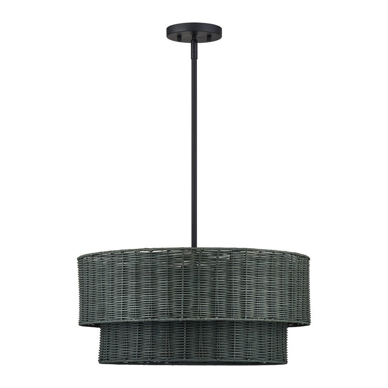 Livex Weavington 4Lt Pendant Chandelier, Black/Charred Gray