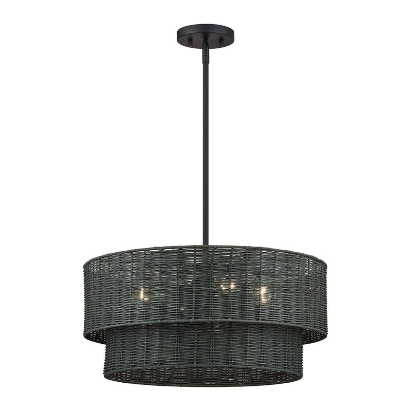 Livex Weavington 4Lt Pendant Chandelier, Black/Charred Gray