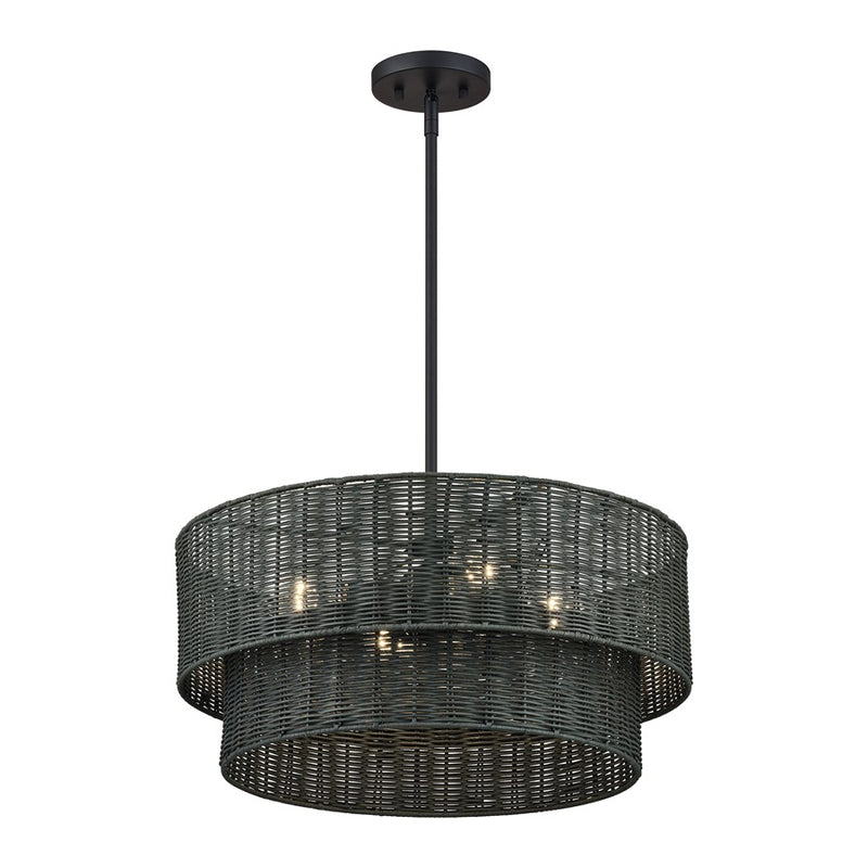 Livex Weavington 4Lt Pendant Chandelier, Black/Charred Gray