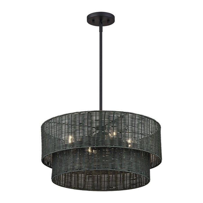 Livex Weavington 4Lt Pendant Chandelier, Black/Charred Gray