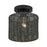 Livex Weavington 1Lt Small Semi-Flush, Black/Hand-Woven Charred Gray