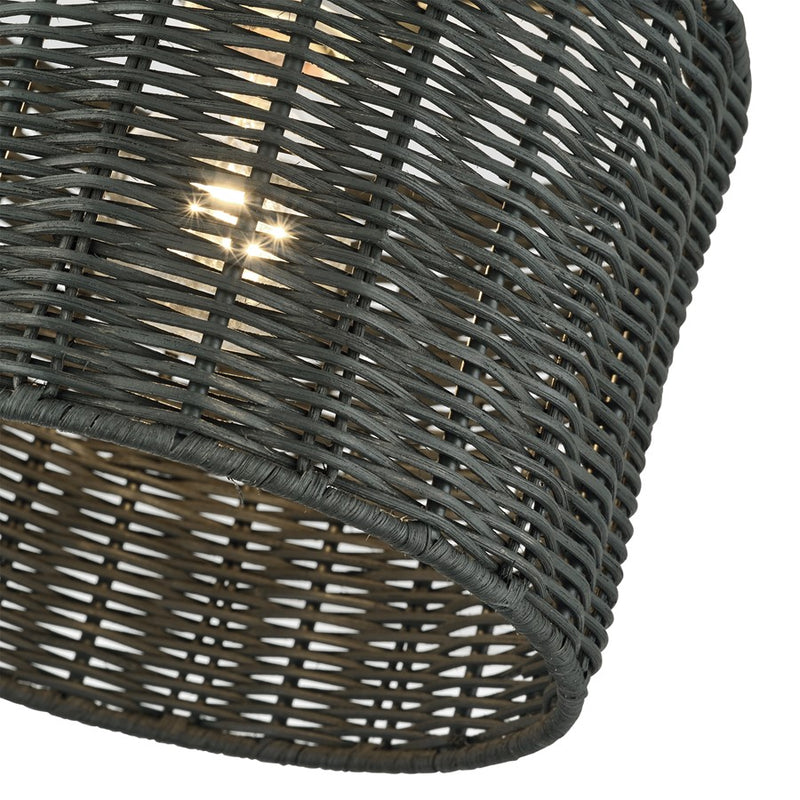 Livex Weavington 1Lt Small Semi-Flush, Black/Hand-Woven Charred Gray