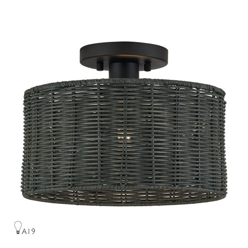 Livex Weavington 1Lt Medium Semi-Flush, Black/Charred Gray - 60117-04