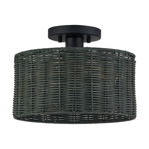 Livex Weavington 1Lt Medium Semi-Flush, Black/Charred Gray