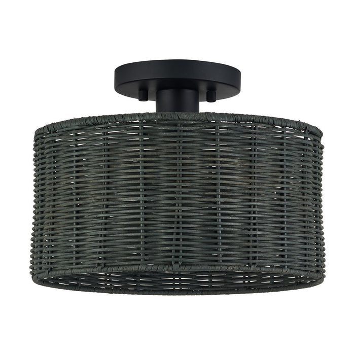 Livex Weavington 1Lt Medium Semi-Flush, Black/Charred Gray