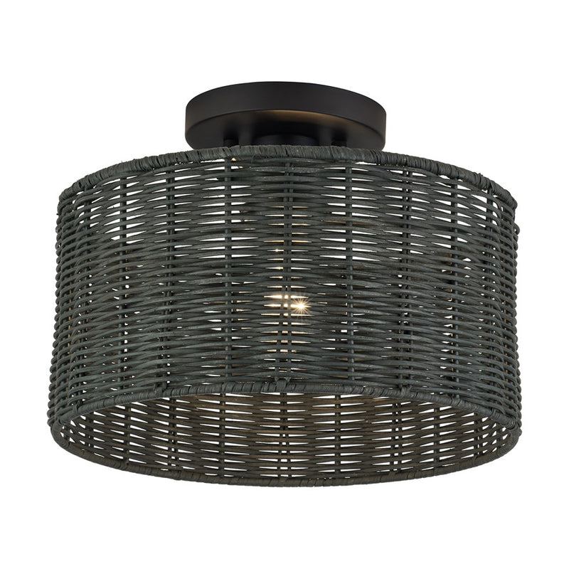 Livex Weavington 1Lt Medium Semi-Flush, Black/Charred Gray
