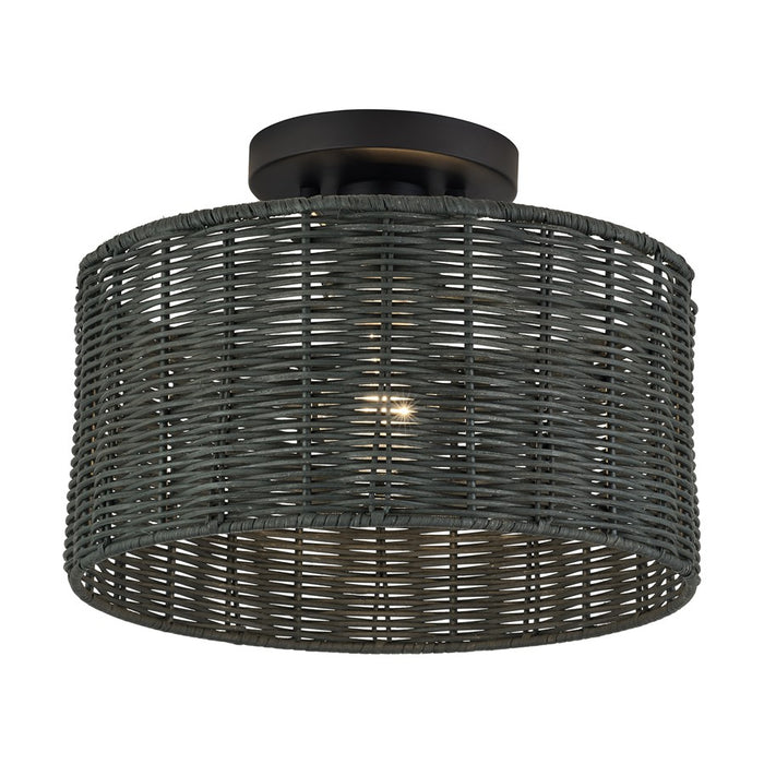 Livex Weavington 1Lt Medium Semi-Flush, Black/Charred Gray