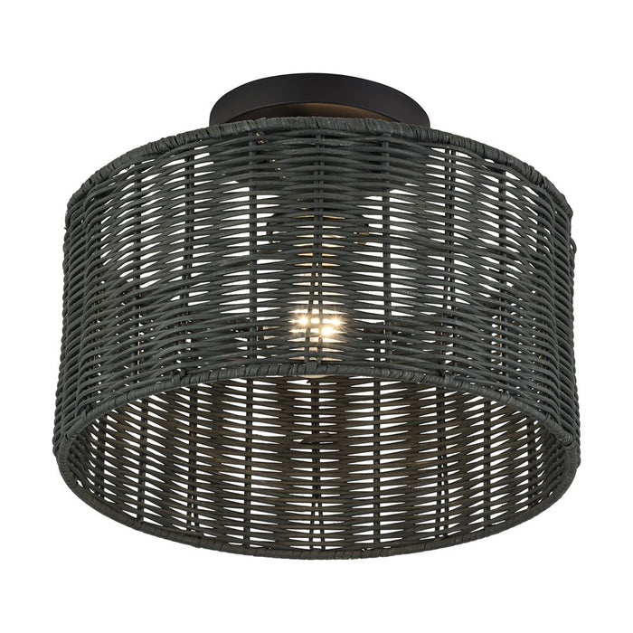 Livex Weavington 1Lt Medium Semi-Flush, Black/Charred Gray