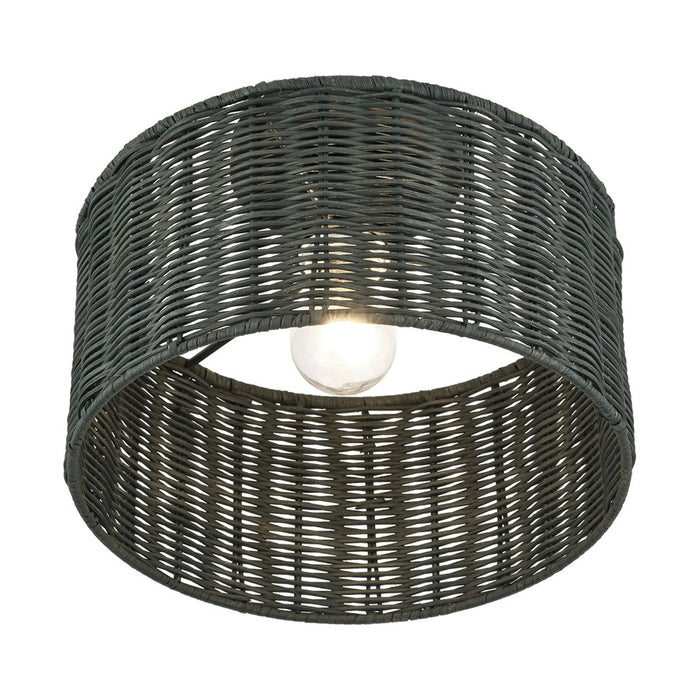 Livex Weavington 1Lt Medium Semi-Flush, Black/Charred Gray