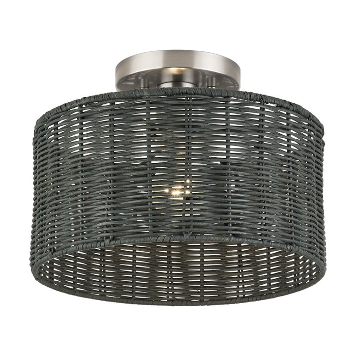 Livex Weavington 1Lt Medium Semi-Flush, Nickel/Charred Gray