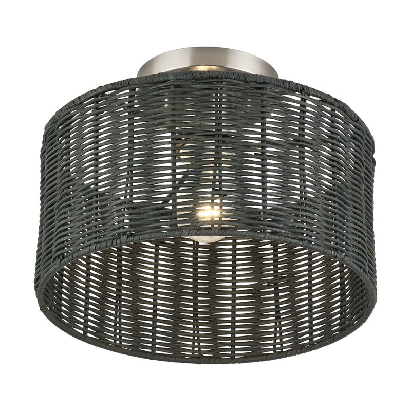 Livex Weavington 1Lt Medium Semi-Flush, Nickel/Charred Gray