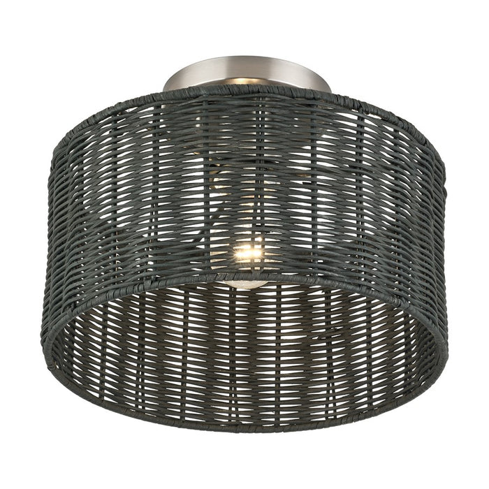Livex Weavington 1Lt Medium Semi-Flush, Nickel/Charred Gray