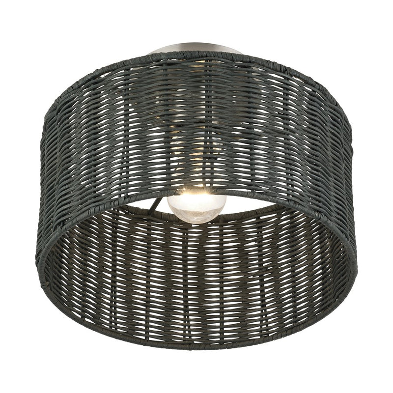 Livex Weavington 1Lt Medium Semi-Flush, Nickel/Charred Gray