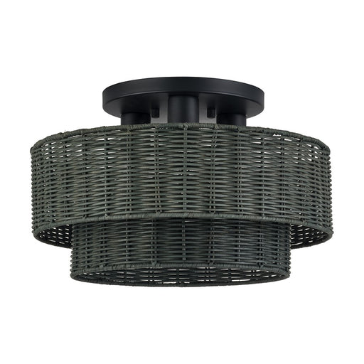 Livex Weavington 3Lt 15" Dia Semi-Flush, Black/Charred Gray