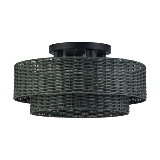 Livex Weavington 4Lt Extra Large Semi-Flush, Black/Charred Gray