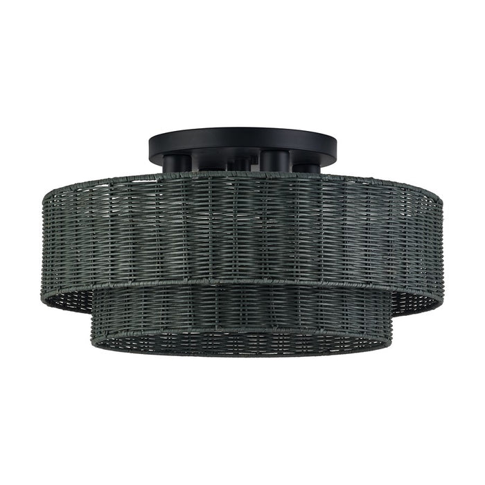 Livex Weavington 4Lt Extra Large Semi-Flush, Black/Charred Gray