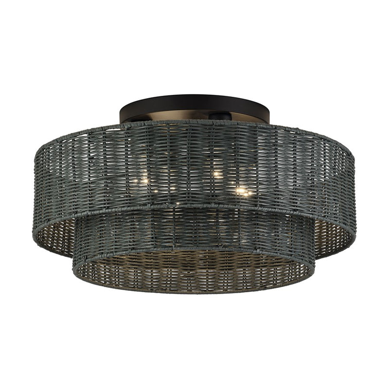 Livex Weavington 4Lt Extra Large Semi-Flush, Black/Charred Gray
