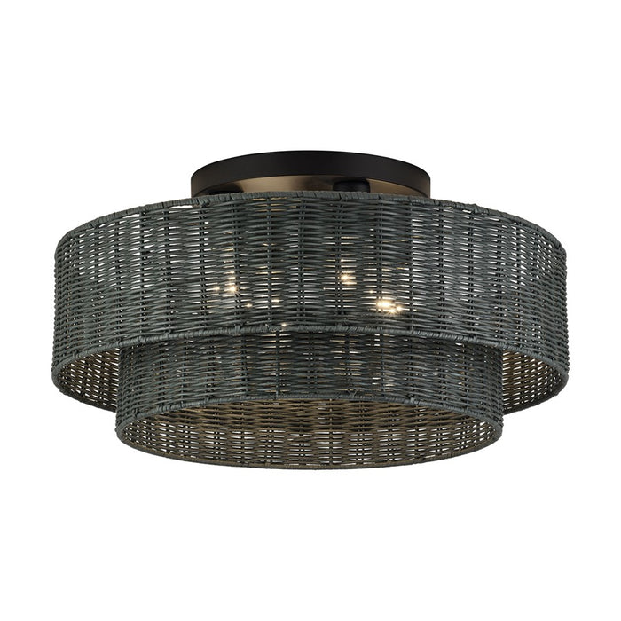 Livex Weavington 4Lt Extra Large Semi-Flush, Black/Charred Gray