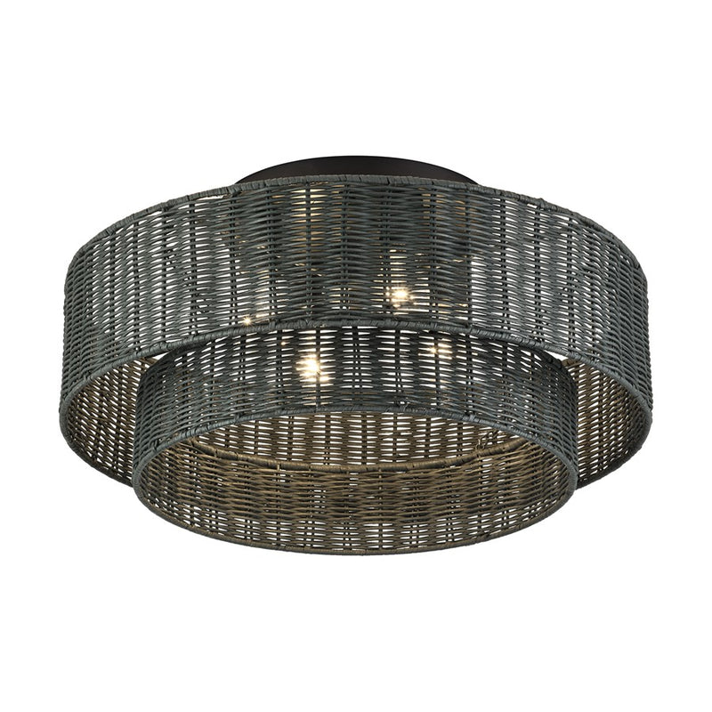 Livex Weavington 4Lt Extra Large Semi-Flush, Black/Charred Gray