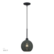 Livex Deluna 1Lt Mini Globe Pendant, Black/Hand-Woven Black - 60152-04