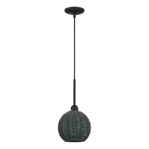 Livex Deluna 1Lt Mini Globe Pendant, Black/Hand-Woven Black
