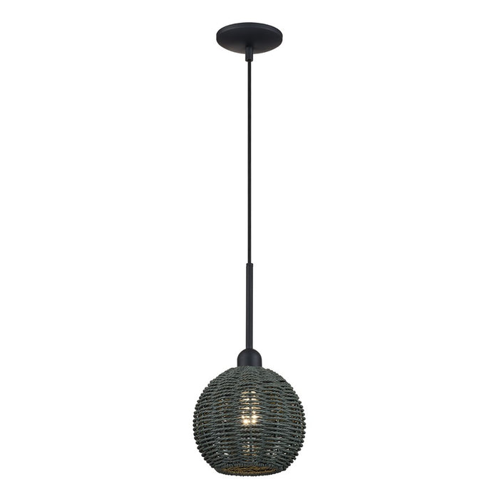 Livex Deluna 1Lt Mini Globe Pendant, Black/Hand-Woven Black