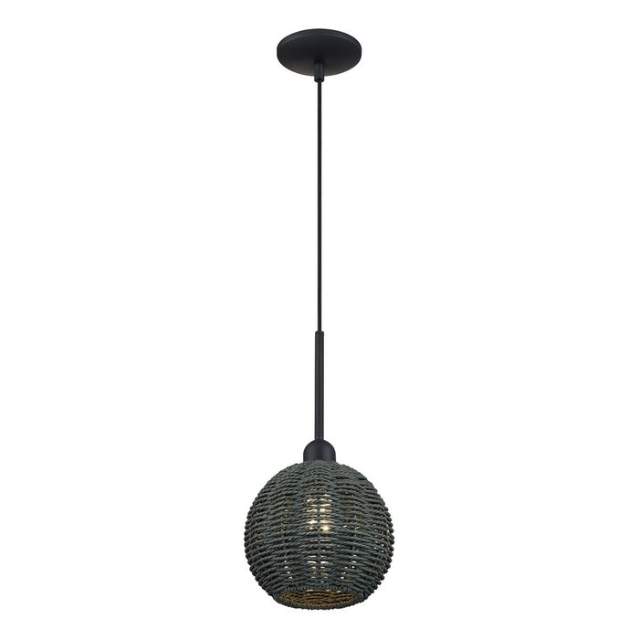 Livex Deluna 1Lt Mini Globe Pendant, Black/Hand-Woven Black