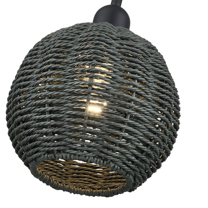 Livex Deluna 1Lt Mini Globe Pendant, Black/Hand-Woven Black