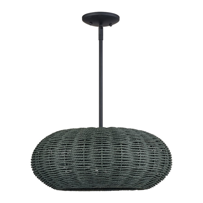 Livex Deluna 3Lt Pendant Chandelier, Black/Hand-Woven Black