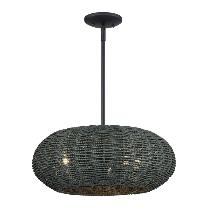 Livex Deluna 3Lt Pendant Chandelier, Black/Hand-Woven Black