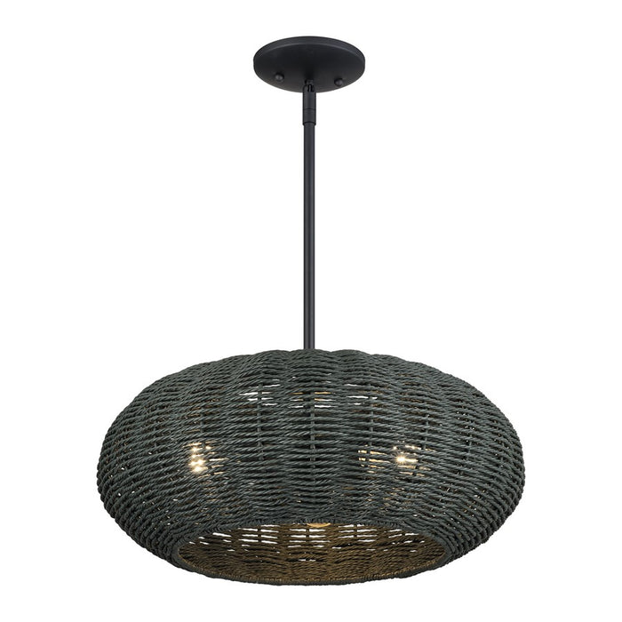 Livex Deluna 3Lt Pendant Chandelier, Black/Hand-Woven Black