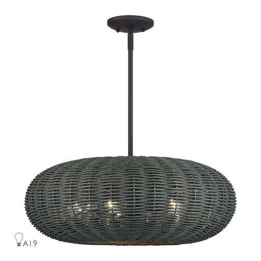 Livex Deluna 5Lt Pendant Chandelier, Black/Hand-Woven Black - 60155-04
