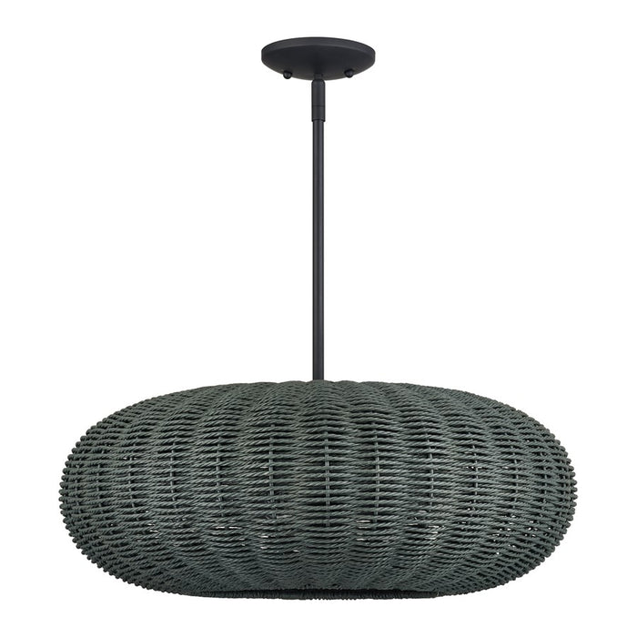 Livex Deluna 5Lt Pendant Chandelier, Black/Hand-Woven Black